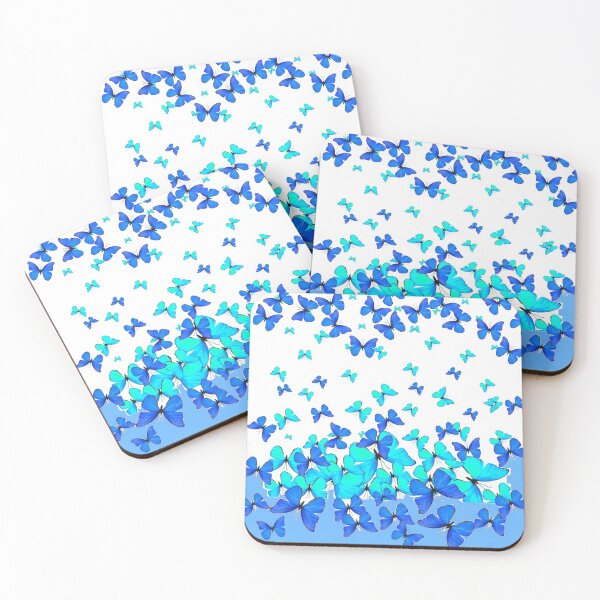Item preview, ASSORTED  BLUE BUTTERFLIES GATHERING WHITE ART designed and sold by sharlesart.