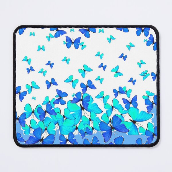 Item preview, ASSORTED  BLUE BUTTERFLIES GATHERING WHITE ART designed and sold by sharlesart.