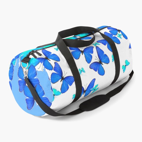 Item preview, ASSORTED BLUE BUTTERFLIES GATHERING WHITE ART designed and sold by sharlesart.