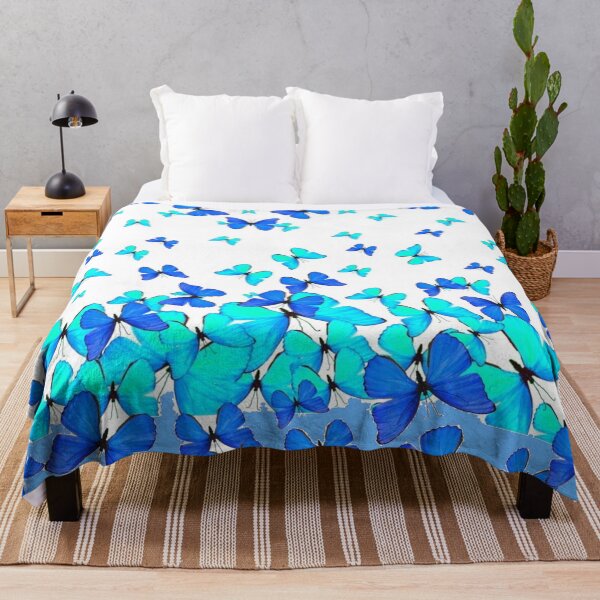 Item preview, ASSORTED  BLUE BUTTERFLIES GATHERING WHITE ART designed and sold by sharlesart.