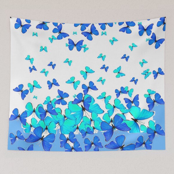 Item preview, ASSORTED  BLUE BUTTERFLIES GATHERING WHITE ART designed and sold by sharlesart.