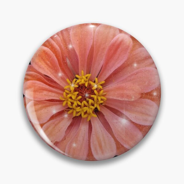 Item preview, Field Guide to Zinnias, No. 16, Sparkle El Dorado Peachy Orange Zinnia Flower designed and sold by Kristi Duggins.