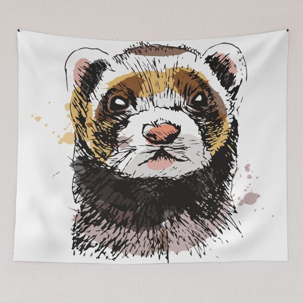 Item preview, Colored hand sketch head ferret designed and sold by HichamMissiame.