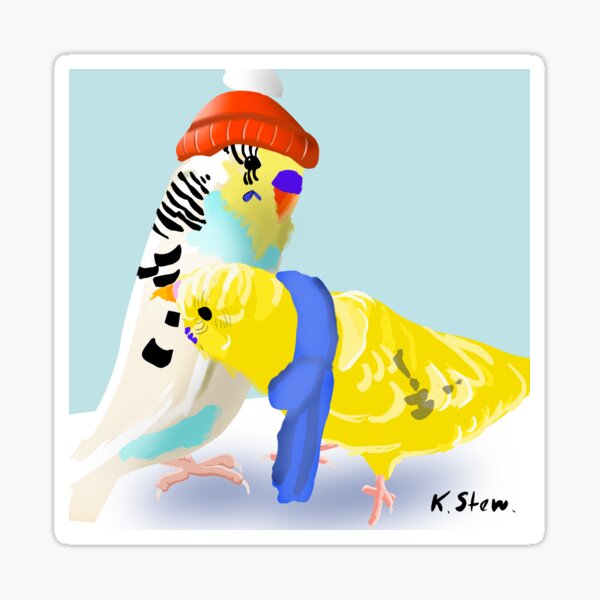 Budgies in Wintertime Sticker