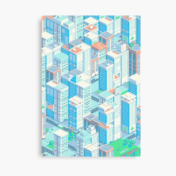Pixel City Bright Canvas Print