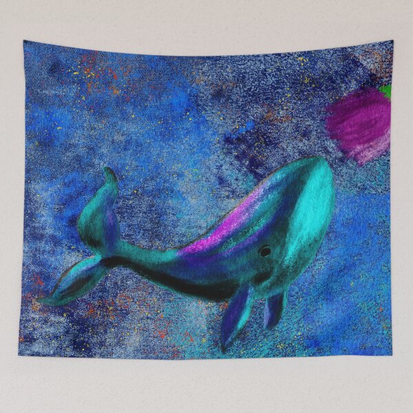 Item preview, Happy Blue Whale Smelling Flower designed and sold by Jane Domenech.