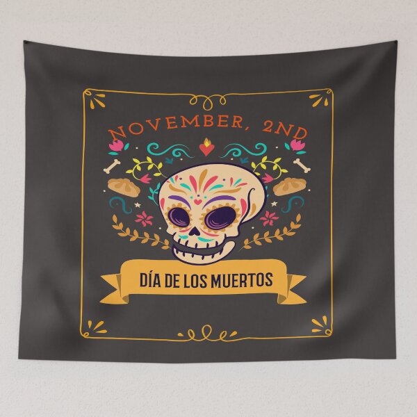 Item preview, Dia De Los Muertos Cempasuchil Flowers Day of The Dead Skull designed and sold by LMcDs.