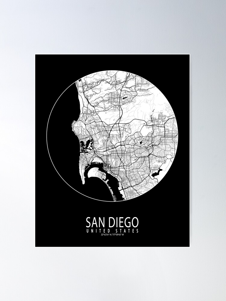 deificusArt San Diego California Black City Street Map Art Hoodie