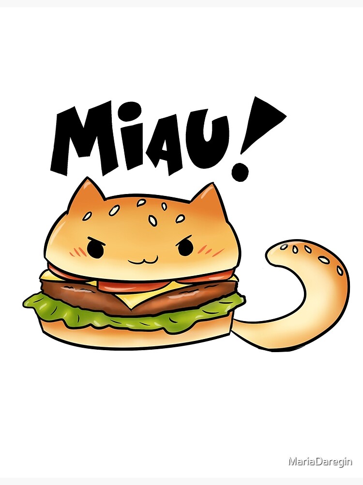 Cats Food cheeseburger cat Art Print