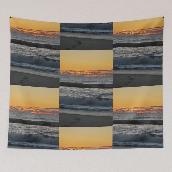 Item preview, Assateague Island Sunrise - With Waves Crashing Against Beach and With Clouds - Vertical Photo designed and sold by FoxyParrot.