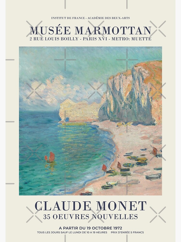 Thumbnail 3 of 3, Poster, Claude Monet - Etretat, The Beach and the Falaise d'Amont designed and sold by Not a Lizard.