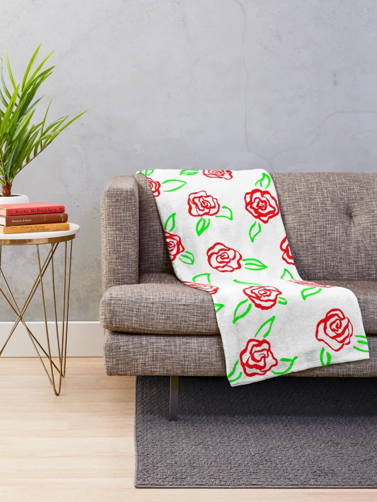 Thumbnail 2 of 6, Throw Blanket, Line Roses designed and sold by Victoria Cook.