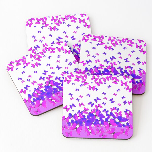 Item preview, ASSORTED BLUE-PURPLE FLYING BUTTERFLIES ABSTYRACT WHITE ART  designed and sold by sharlesart.