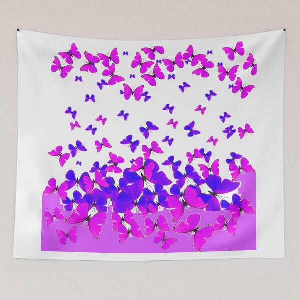 Item preview, ASSORTED BLUE-PURPLE FLYING BUTTERFLIES ABSTYRACT WHITE ART  designed and sold by sharlesart.