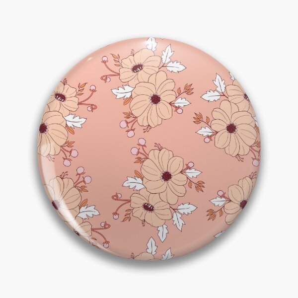 Item preview, Posy in Nectarine - Funky retro 60s flowers, leaves and berries designed and sold by wildhunt.