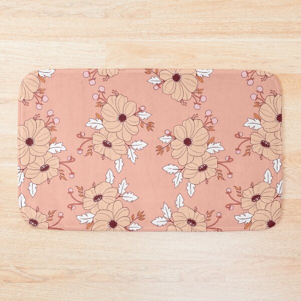 Item preview, Posy in Nectarine - Funky retro 60s flowers, leaves and berries designed and sold by wildhunt.