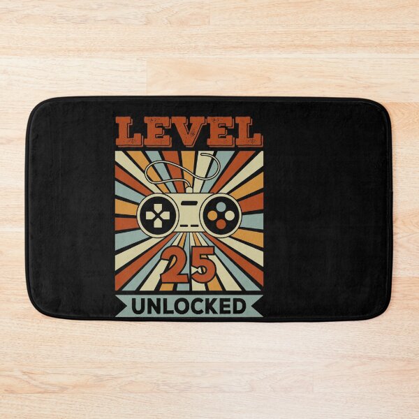 Item preview, 25th Birthday Quotes For Gamers Level 25 Unlocked Retro Sun Rays designed and sold by thecooltable.