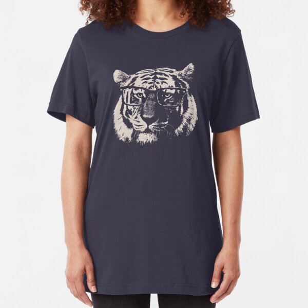 Hipster Tiger With Glasses Slim Fit T-Shirt