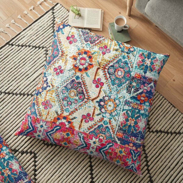Vintage Heritage Oriental Traditional Moroccan Collage Style Floor Pillow