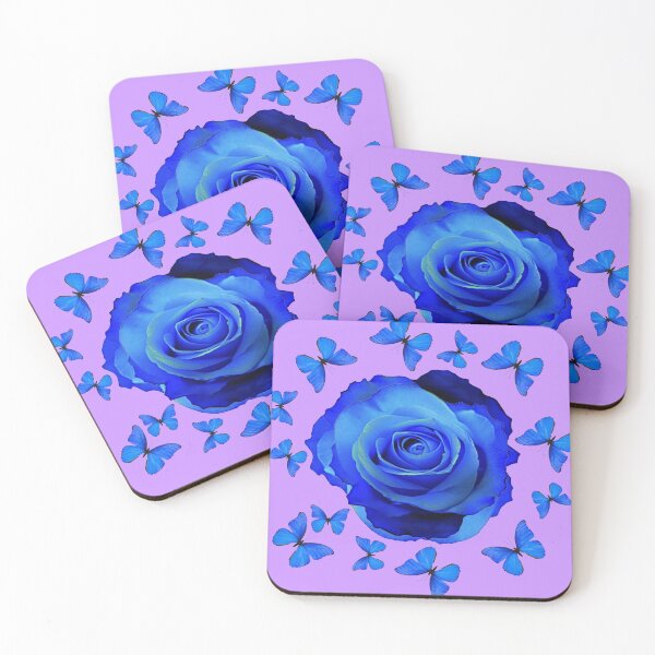 Item preview, BLUE ROSE BLUE BUTTERFLIES LILAC ABSTRACT PATTERN ART designed and sold by sharlesart.