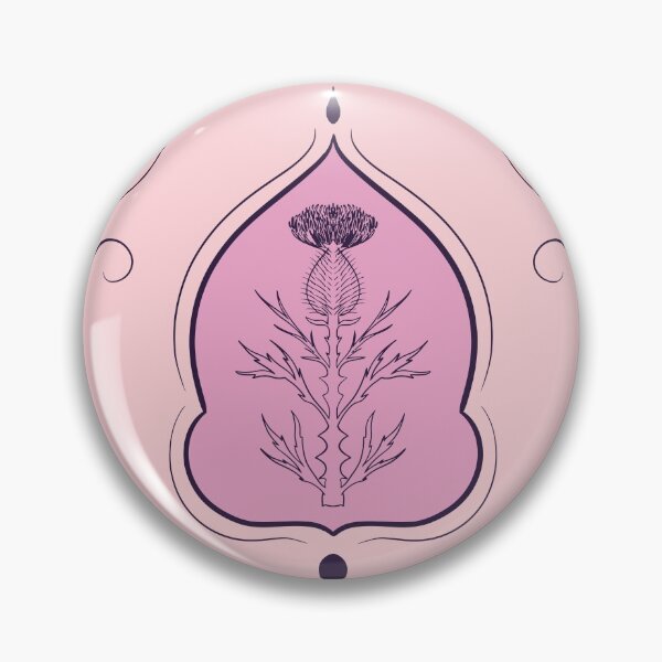 Item preview, Thistle in Sugar Shell - Wildflower damask badge wallpaper pattern designed and sold by wildhunt.