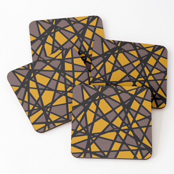 Item preview, Black Lines Create Irregular Shapes Mustard Yellow Accent Abstract designed and sold by taiche.