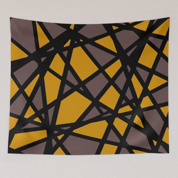 Item preview, Black Lines Create Irregular Shapes Mustard Yellow Accent Abstract designed and sold by taiche.