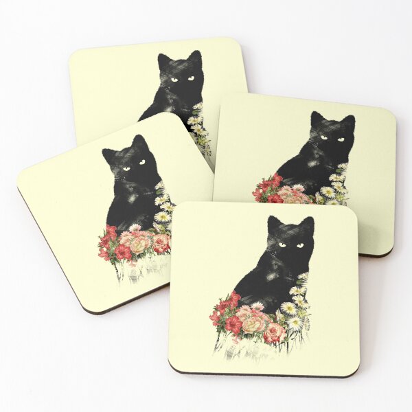 Item preview, Black Cat Vintage Flower Good Luck designed and sold by Tobe Fonseca®.