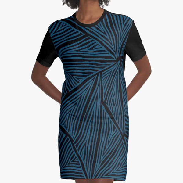 Blue Triangles Graphic T-Shirt Dress