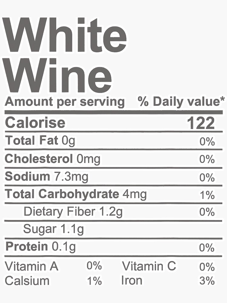 "White Wine Nutrition Facts Label" Sticker for Sale by NeverLoseSF
