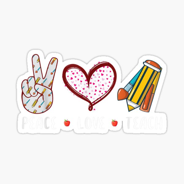 Aperçu de l'œuvre T-shirt Peace Love Teach professeur créée et vendue par KimbempeCB.