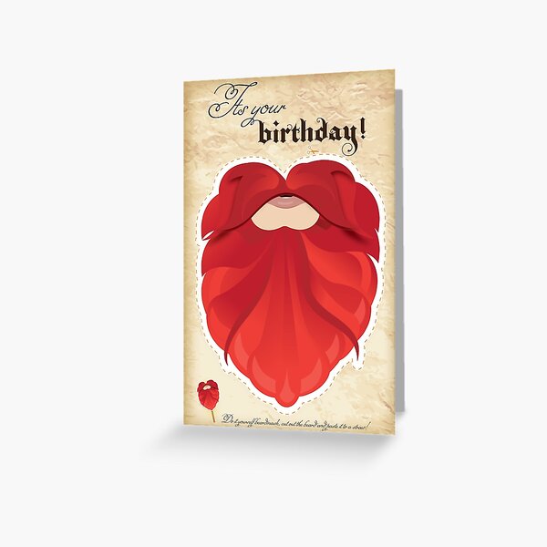 Happy birthday fake beard cutout mask birthday card red beard Greeting Card