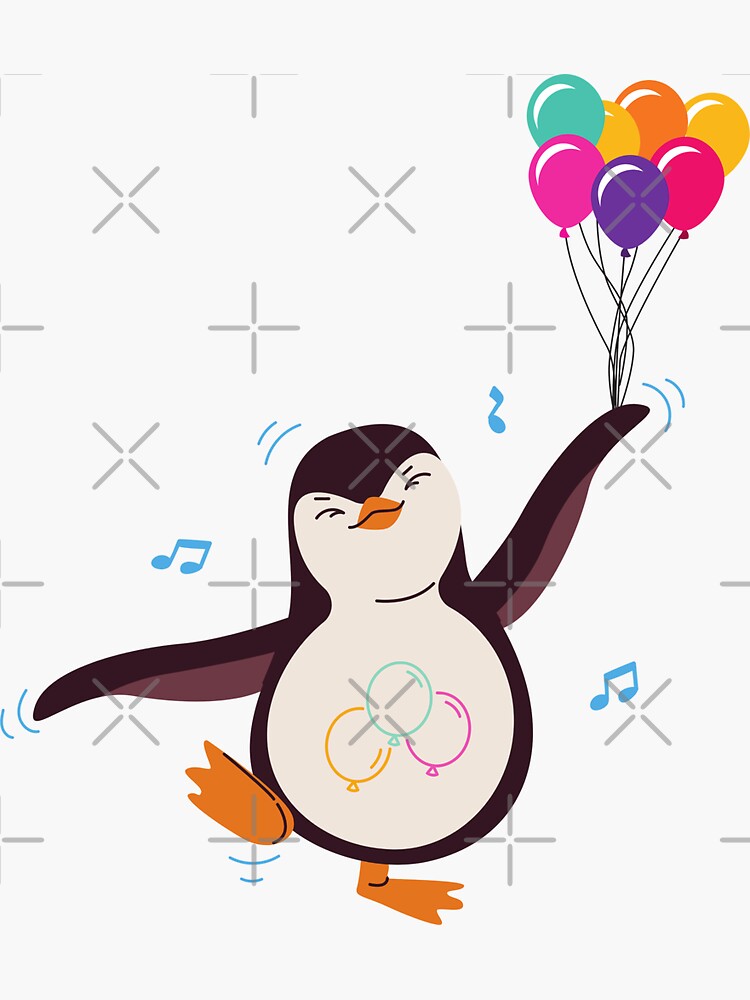 Sticker Penguin with balloon 