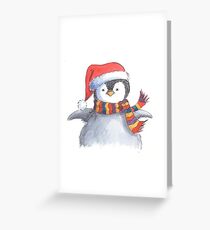 Cute Christmas penguin chick Greeting Card