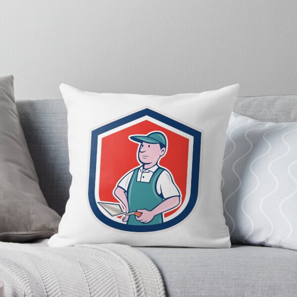 Item preview, Bricklayer Mason Plasterer Shield Cartoon designed and sold by patrimonio.
