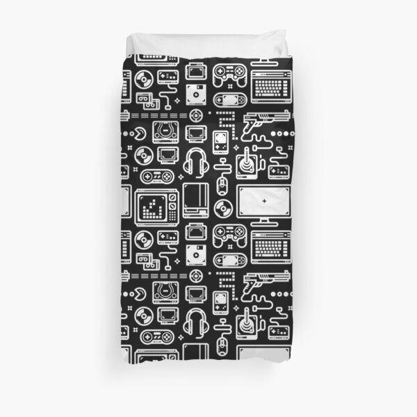Retro Gamer Video Game Consoles, PC's, Controllers, Joysticks and Gamepads Duvet Cover