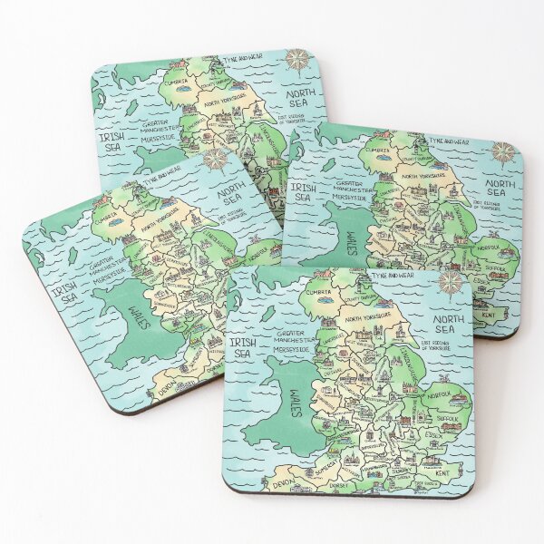 Item preview, England Watercolor Map designed and sold by Sheridan T.
