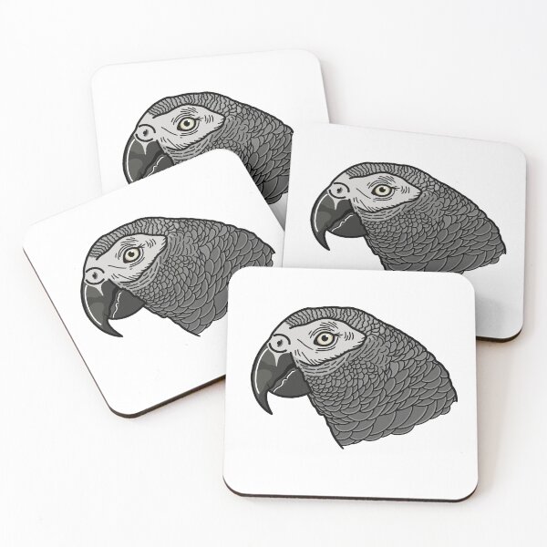 Item preview, african grey parrot portrait line art cartoon designed and sold by Kelsea Taylor.