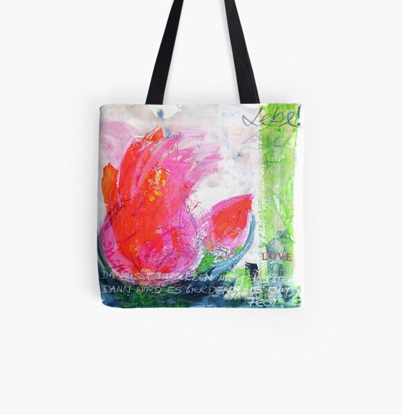 Frühlingserwachen: »orange tulip« Allover-Print Tote Bag