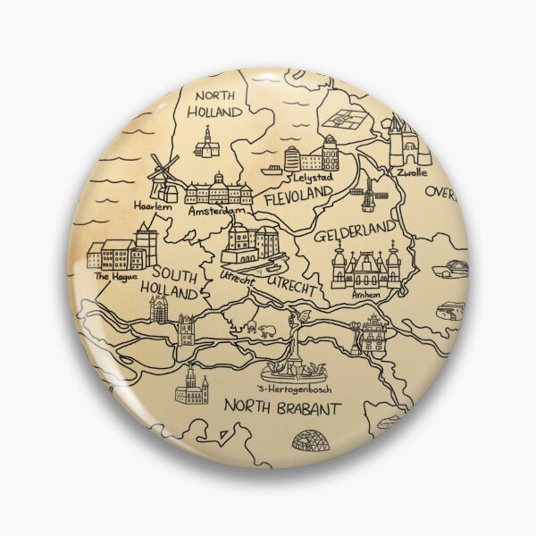 Item preview, Vintage Brown Map of The Netherlands  designed and sold by Sheridan T.