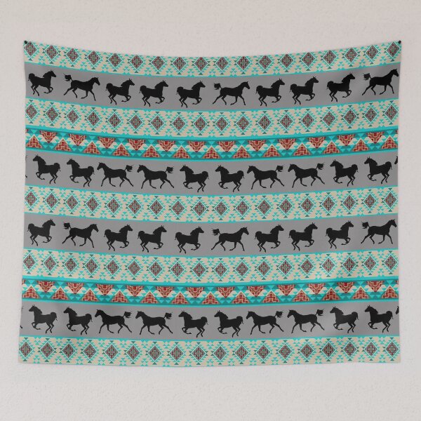 Item preview, Blue Tribal Horse Pattern designed and sold by CheekyChicChic.