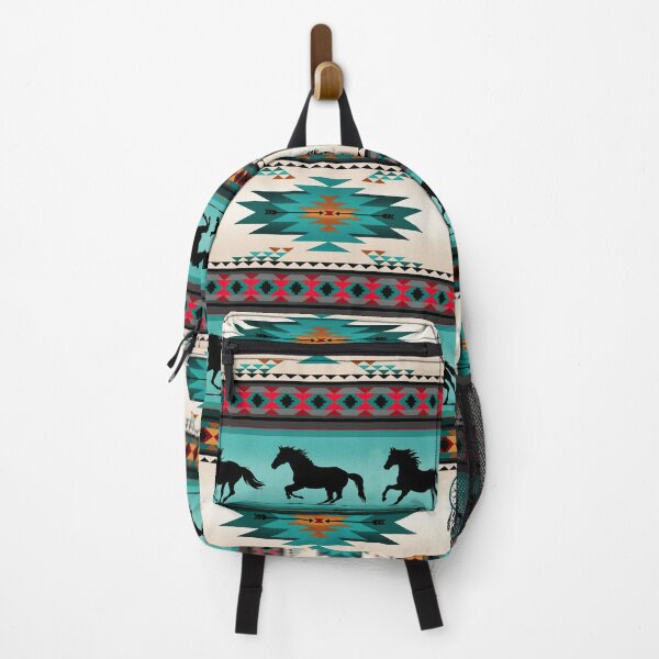 Vista previa del artículo con la obra «Atrapasueños Tribal Caballo Patrón Azul», diseñado y vendido por CheekyChicChic.