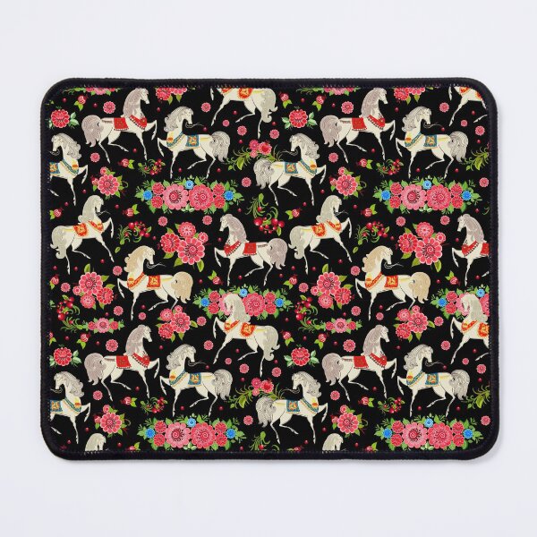 Item preview, Floral Horse On Black Pattern designed and sold by CheekyChicChic.