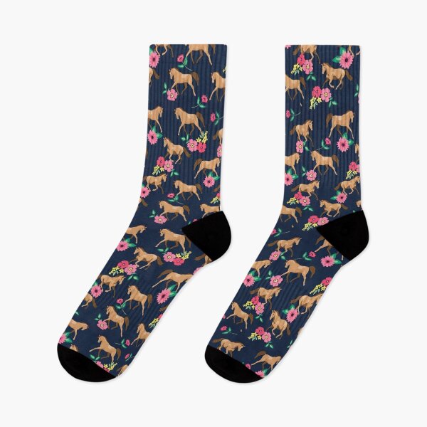 Item preview, Floral Horse On Blue Pattern designed and sold by CheekyChicChic.