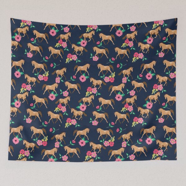 Item preview, Floral Horse On Blue Pattern designed and sold by CheekyChicChic.