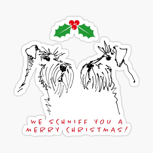 Festive sketchy faces - We "schniff" you a Merry Christmas! Sticker