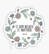 It hurt because it mattered -John Green Sticker