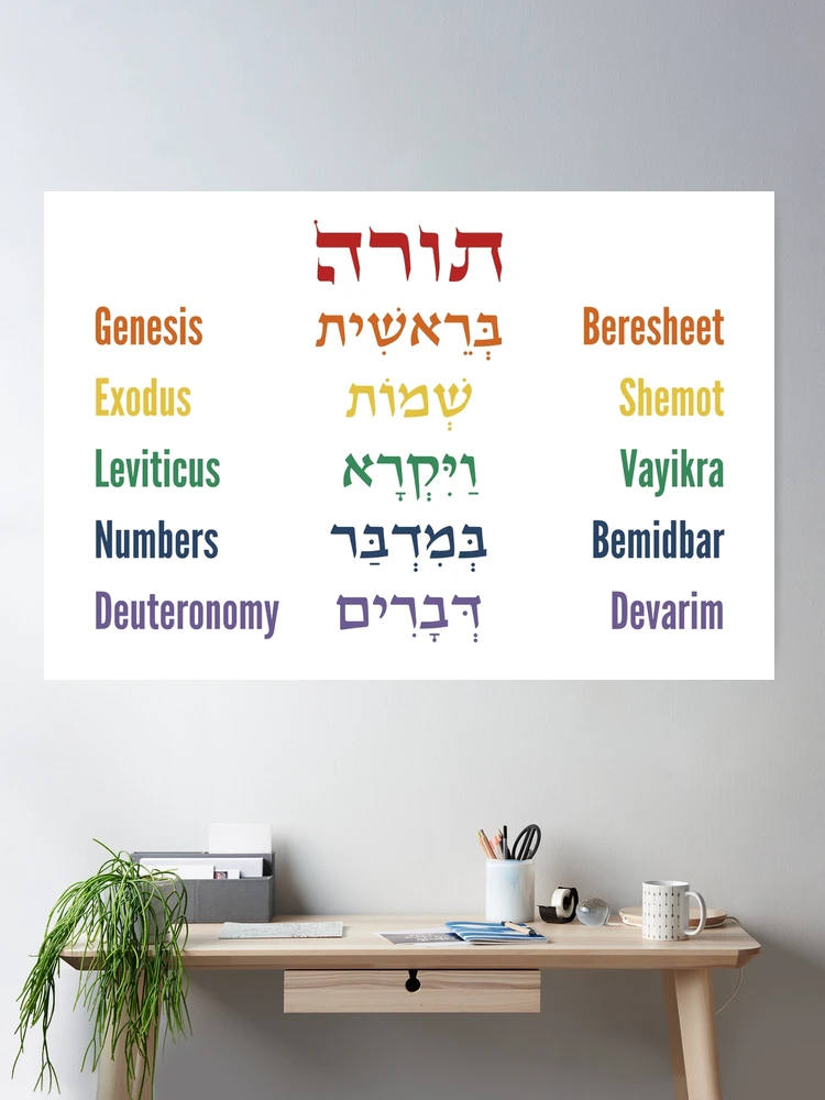 Autocollant Vinyle Torah En Hébreu - Pentateuque Moïse - Découpé - Adhésif Imperméable - Neuf