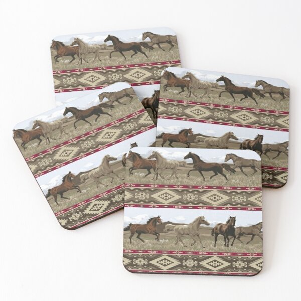 Item preview, Horses On Field Tribal Pattern designed and sold by CheekyChicChic.