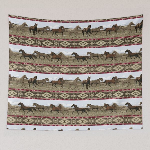 Item preview, Horses On Field Tribal Pattern designed and sold by CheekyChicChic.